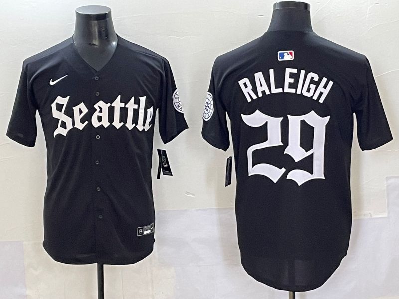 Men 2025 Seattle Mariners #29 Raleigh Black Five generations Joint Name Nike MLB Jersey style 6231->seattle mariners->MLB Jersey